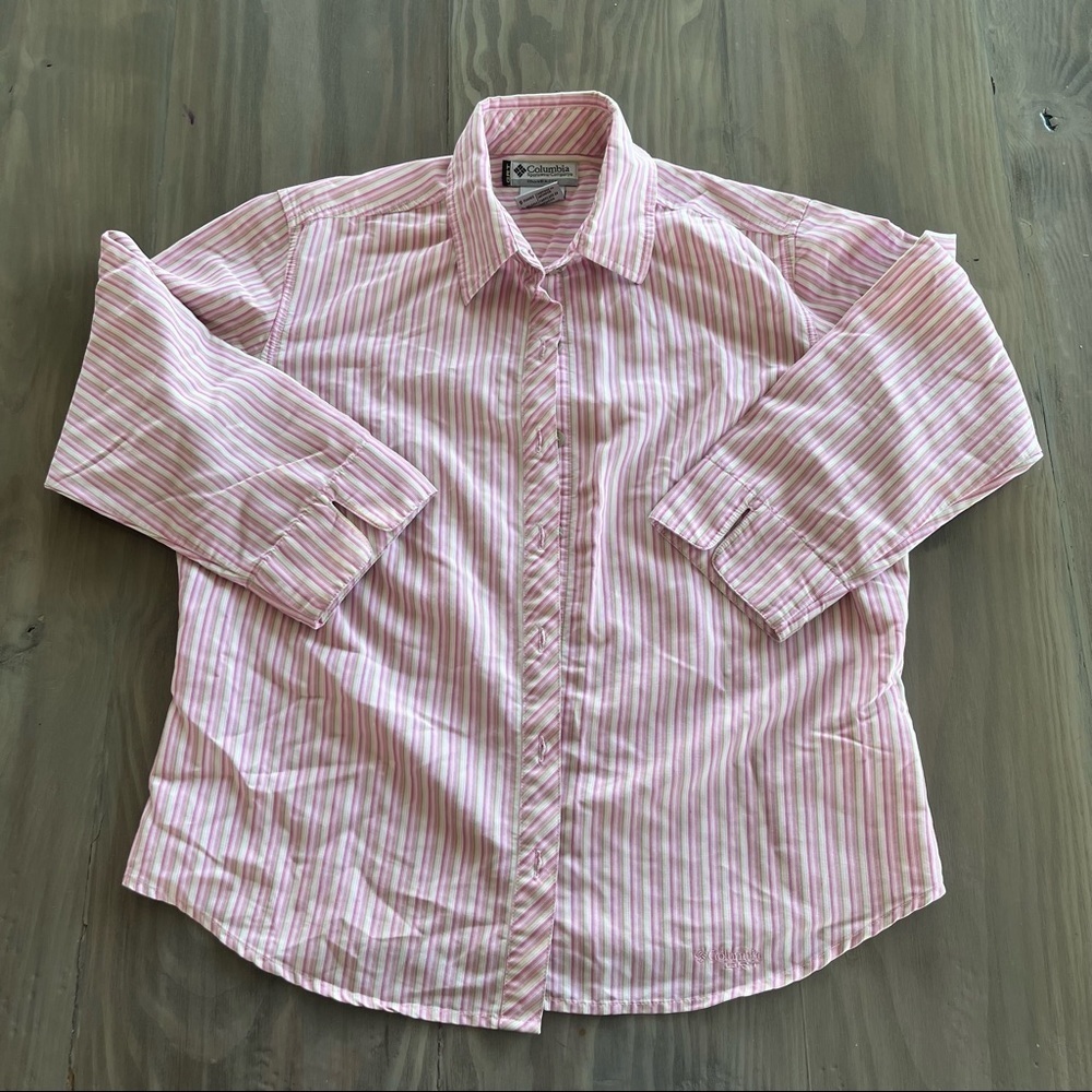 Columbia Pink Striped Button Down Shirt